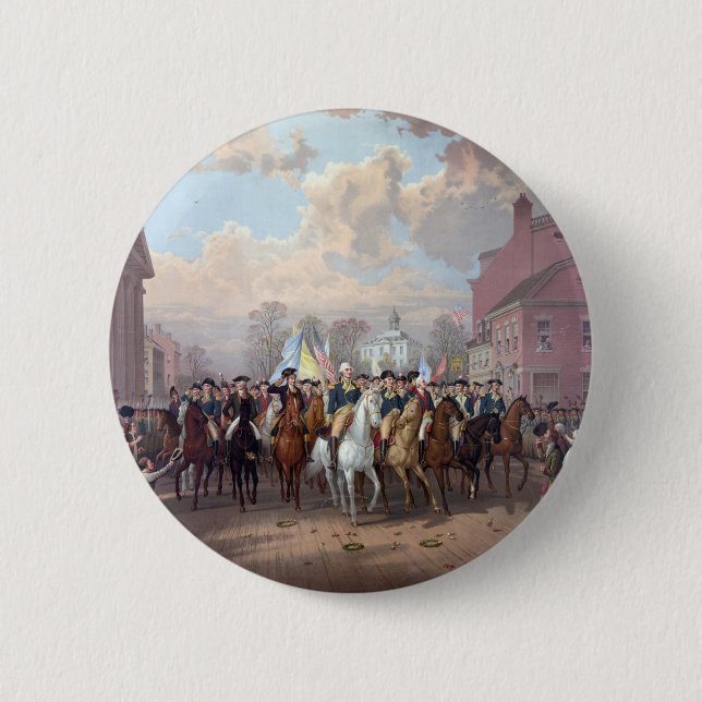 Bóton Redondo 5.08cm Botão George Washington em Nova Iorque (Frente)