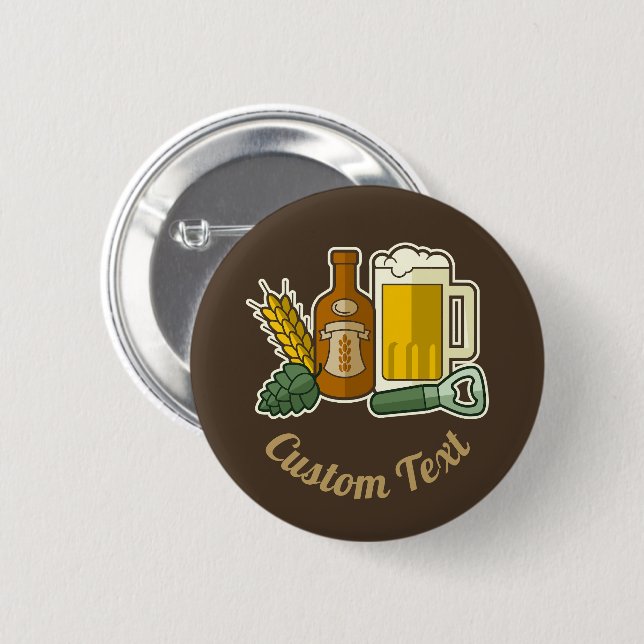 Bóton Redondo 5.08cm Botão Ícones da Cerveja (Frente & Verso)