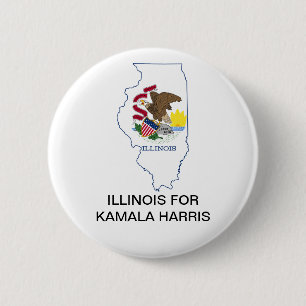 Bóton Redondo 5.08cm Botão ILLINOIS para Kamala Harris 2024