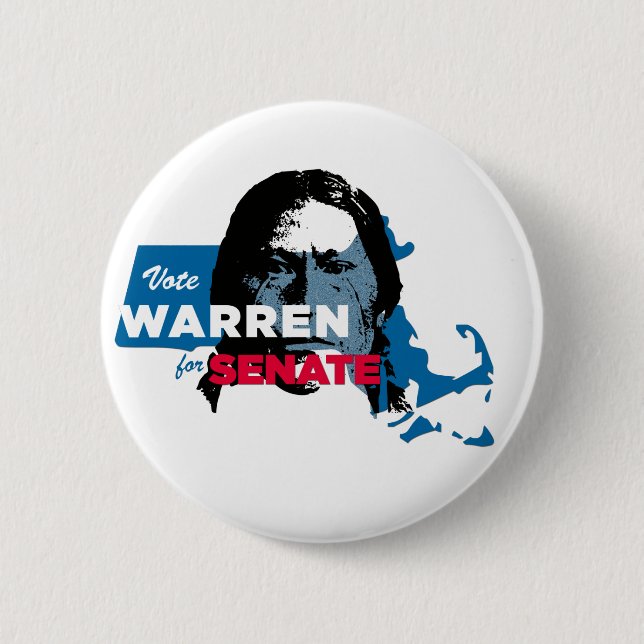 Bóton Redondo 5.08cm Botão indiano da paródia de Elizabeth Warren (Frente)
