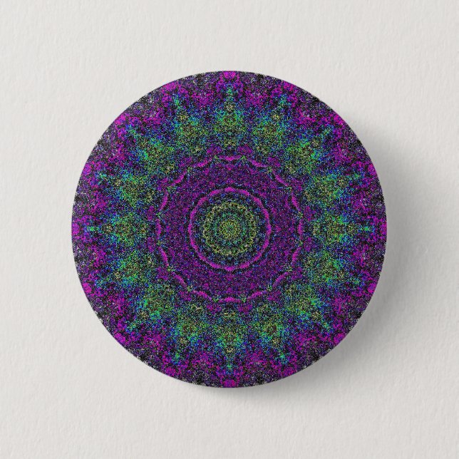Bóton Redondo 5.08cm Botão lavanda Roxo Abstrato Mandala (Frente)