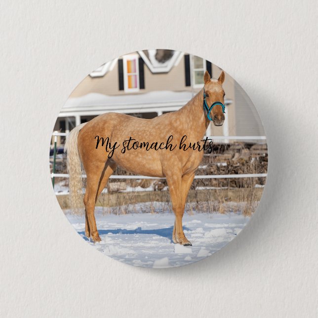 Bóton Redondo 5.08cm Botão Lugos "Meu estômago dói" (Frente)