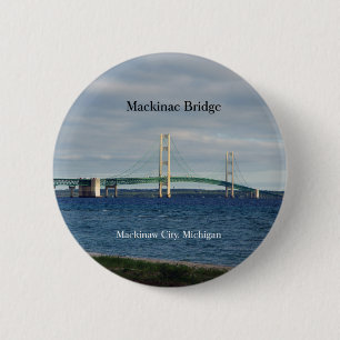 Bóton Redondo 5.08cm Botão Mackinac Bridge Mackinaw City