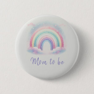 Bóton Redondo 5.08cm Botão Mãe a Ser do Arco-Íris Pastel - Personalizad