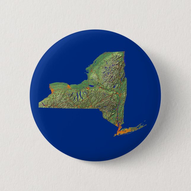 Bóton Redondo 5.08cm Botão Mapa de Nova Iorque (Frente)