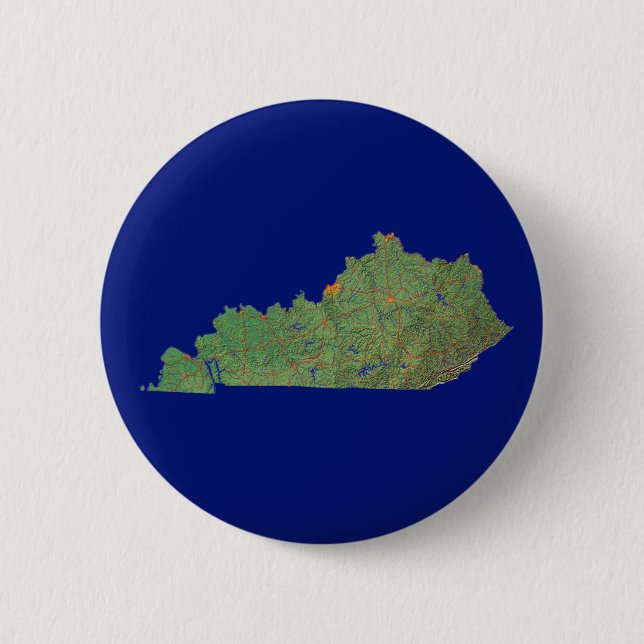 Bóton Redondo 5.08cm Botão Mapa do Kentucky (Frente)