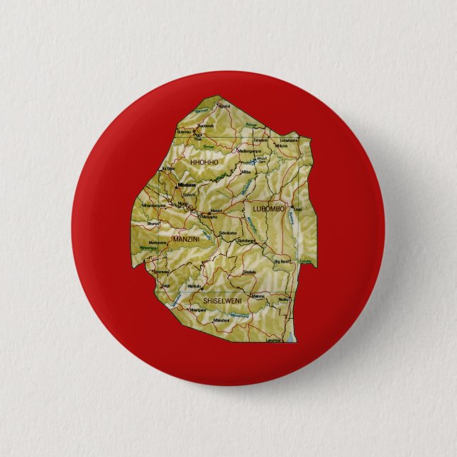 Bóton Redondo 5.08cm Botão Mapa Eswatini (Frente)