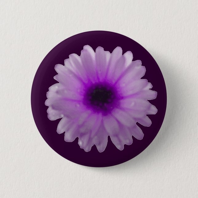 Bóton Redondo 5.08cm Botão Marigold branco e roxo (Frente)