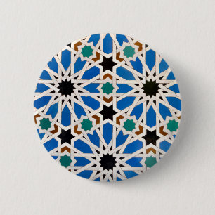 Bóton Redondo 5.08cm Botão marroquino azul do mosaico
