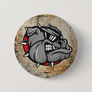 Bóton Redondo 5.08cm Botão Mascot Bulldog