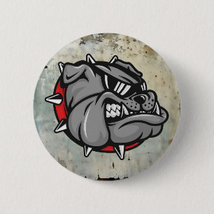Bóton Redondo 5.08cm Botão Mascot Bulldog