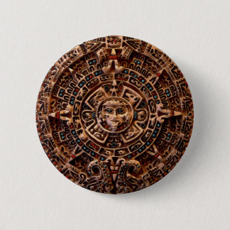 Bóton Redondo 5.08cm Botão Mayan Sun-Calender "AZTECA"