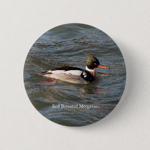 Bóton Redondo 5.08cm Botão Merganser vermelho quebrado