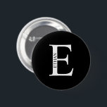 Bóton Redondo 5.08cm Botão Monograma Personalizado e Pinback de Nome<br><div class="desc">Monograma Personalizado e Dif de Nome apresentam monograma personalizado e nome no estilo de fonte de serif clássico.</div>