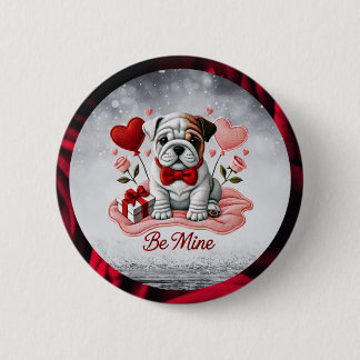 Bóton Redondo 5.08cm Botão Namorados Be Mine English Bulldog