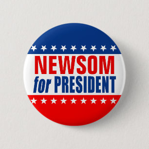 Bóton Redondo 5.08cm Botão "NEWSOM PARA PRESIDENTE"