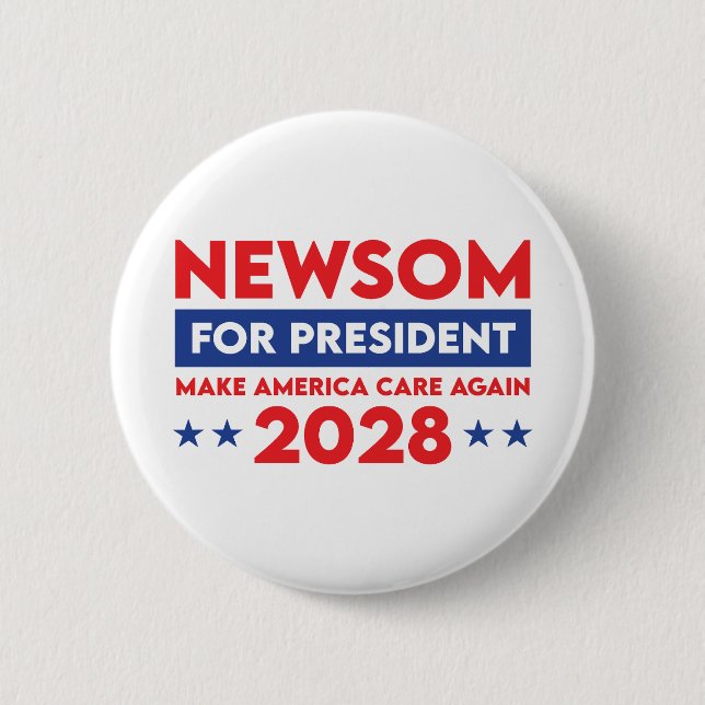 Bóton Redondo 5.08cm Botão Newsom Para Presidente 2028 (Frente)