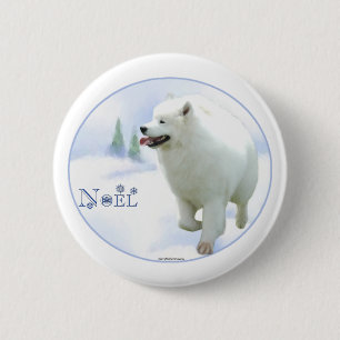 Bóton Redondo 5.08cm Botão Noel Samoyed