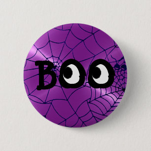 Bóton Redondo 5.08cm Botão Olhos de Boo e Halloween Roxo e Preto