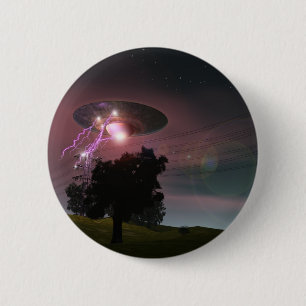 Bóton Redondo 5.08cm Botão OVNI sobre Powerlines 2