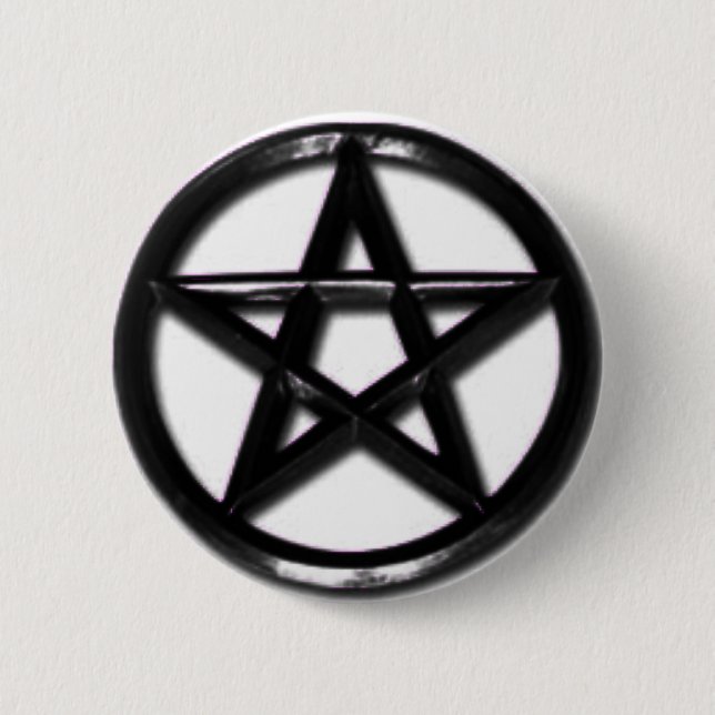 Bóton Redondo 5.08cm Botão pagão do Pewter Pentacle (Frente)