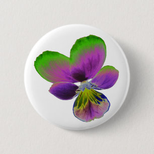 Bóton Redondo 5.08cm Botão Pansy Roxo e Verde