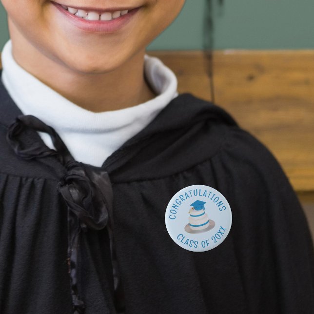 Bóton Redondo 5.08cm Botão Parabéns de Favoritos de Classe de Graduação (Congratulate the graduate with this cute button! Just add the Class of Year)