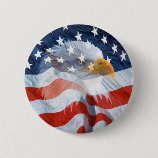 Bóton Redondo 5.08cm Botão patriótico da bandeira americana da águia