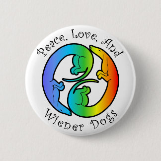 Bóton Redondo 5.08cm Botão Peace, Love, & Wiener Dogs