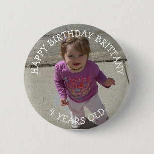 Bóton Redondo 5.08cm Botão personalizado da menina do aniversário