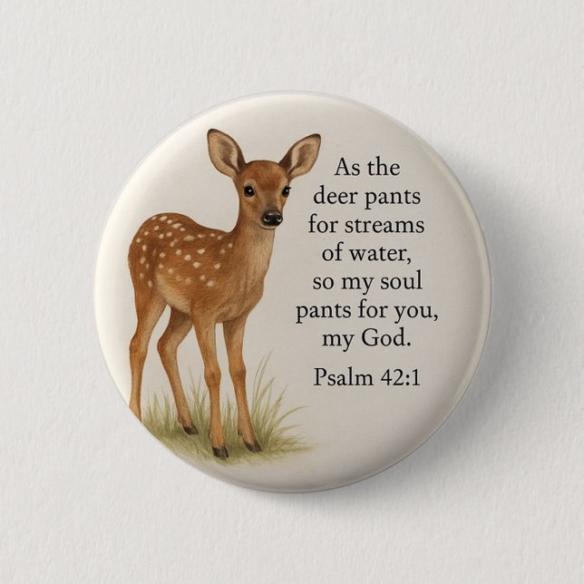 Bóton Redondo 5.08cm Botão Personalizado "Psalm 42:1 - Deer" (Frente)