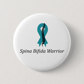 Bóton Redondo 5.08cm Botão Pin Do Guerreiro Spina Bifida Com Fita Teal