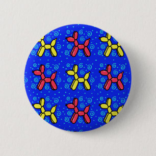 Bóton Redondo 5.08cm Botão Pin-On Cães Balões em Azul, Vermelho, Ama