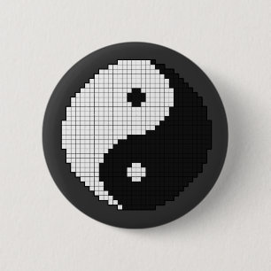 Bóton Redondo 5.08cm Botão Pixel Yinyang
