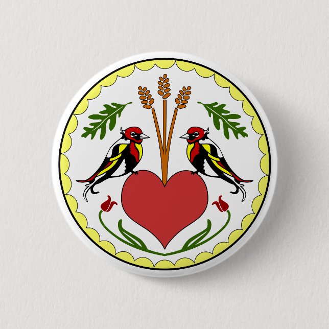 Bóton Redondo 5.08cm Botão - por muito tempo, Hex feliz da relação (Frente)