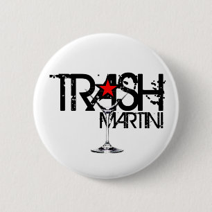 Bóton Redondo 5.08cm Botão preto do logotipo de Martini do lixo