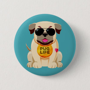 Bóton Redondo 5.08cm Botão Pug Life
