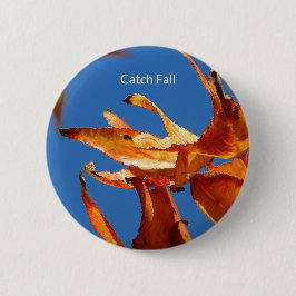 Bóton Redondo 5.08cm Botão 'Queda' de 'Vibes' - Design de 'Folhas de ou