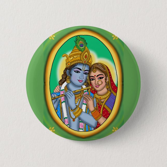 Bóton Redondo 5.08cm Botão Radha Krishna (Frente)
