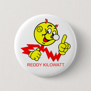 Bóton Redondo 5.08cm Botão Reddy Kilowatt Muito Divertido