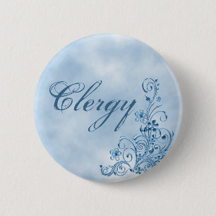 Bóton Redondo 5.08cm Botão redondo Clergy: Elegância Azul Sky