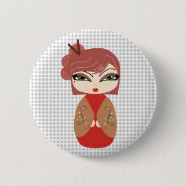 Bóton Redondo 5.08cm Botão Redondo de 2 ¼ polegadas, Doll Red Standard