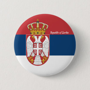 Bóton Redondo 5.08cm Botão Redondo de Bandeira da República da Sérvia