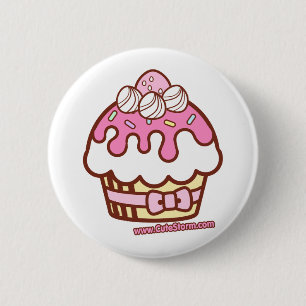 Bóton Redondo 5.08cm Botão redondo do cupcake açucarado no branco