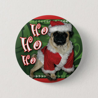 Bóton Redondo 5.08cm Botão redondo do Pug do papai noel