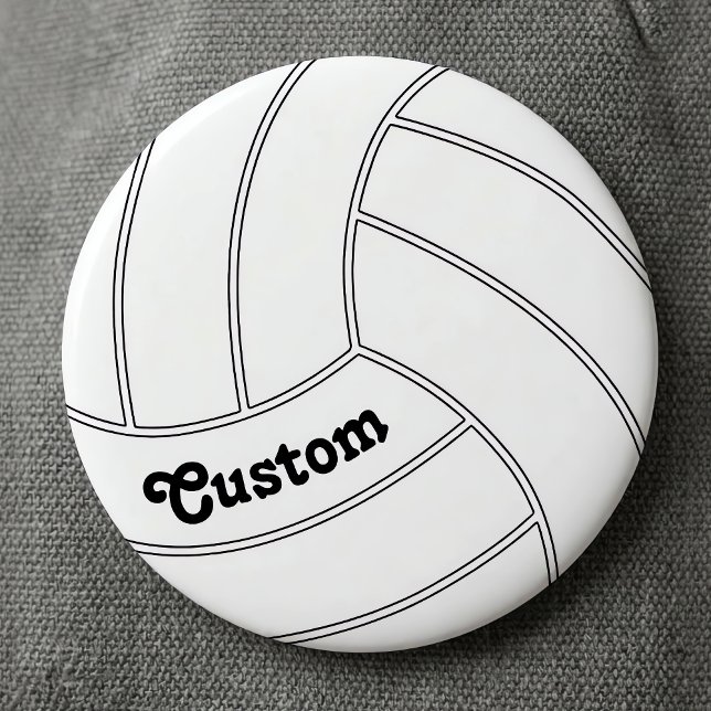 Bóton Redondo 5.08cm Botão Redondo Personalizável de Voleibol (Personalized volleyball button pin with custom volleyball player name, team name or text.)