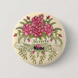 Bóton Redondo 5.08cm Botão rosa de Nupa de Casamento