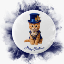 Botão Rosa Gatinho Azul Real Feliz Natal