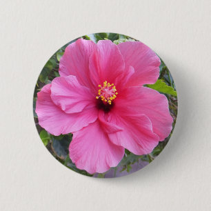 Bóton Redondo 5.08cm Botão Rosa Hibiscus