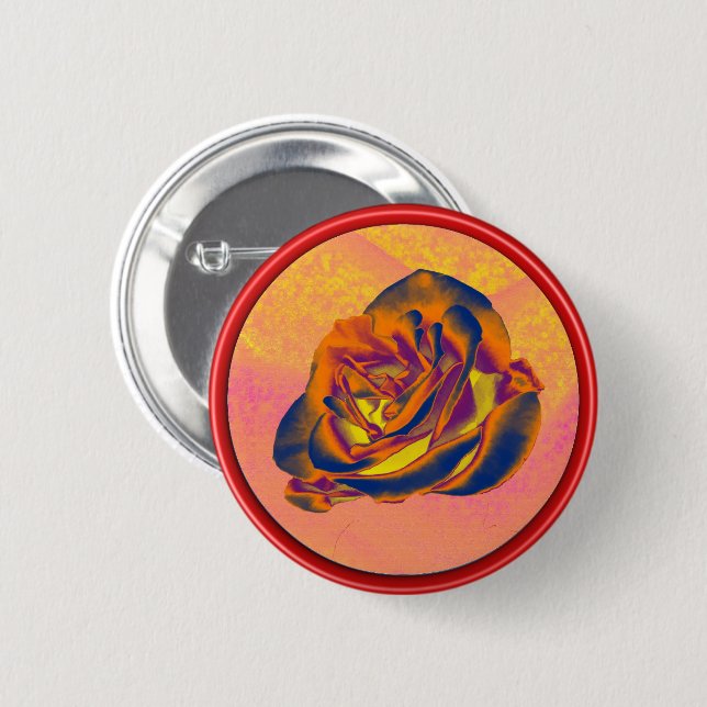Bóton Redondo 5.08cm Botão Rosa Laranja (Frente & Verso)